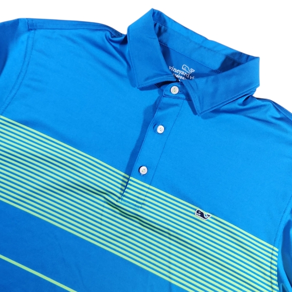 Vineyard Vines Other - Vineyard Vines Performance Polo Shirt Men's Size XL Whale Logo Golf Blue Striped